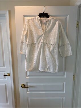 Gretchen Scott Designs Cream Eyelet V-Neck coverup